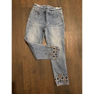Womens Chico's Pull-On Jegging Ankle Jeans Size 6R/0.5R Rhinestones